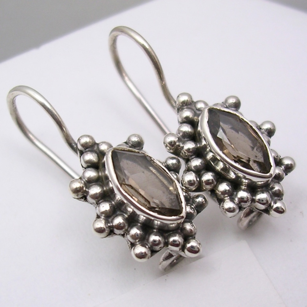 3 for $55 Marquis Amber Dangling Silver Earrings - Picture 1 of 1